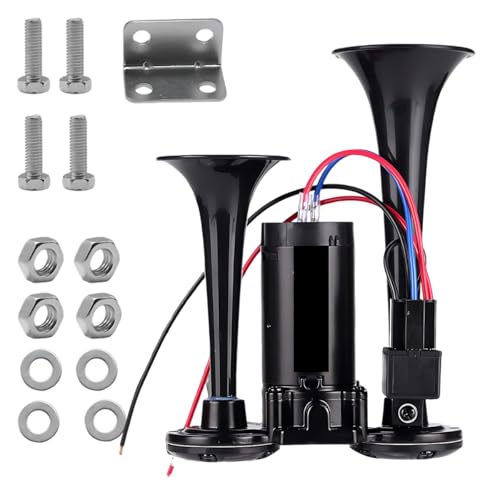 Tuxihapp - Bocinas de aire eléctricas duales de 130 DB, trompetas duales de 12 V, kit de bocina de aire...
