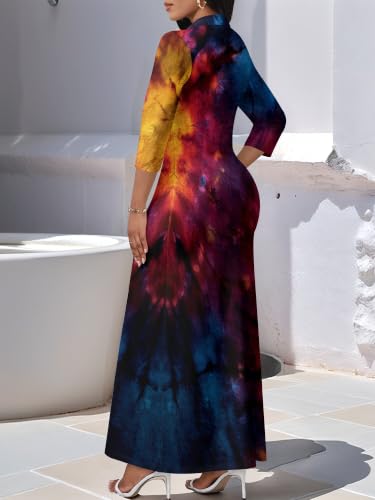 Image of PinkPatty Women's Casual 3 /4 Sleeve Polo V Neck Bodycon Maxi Dress