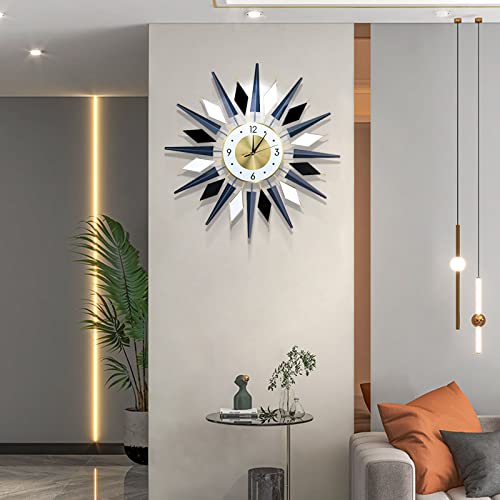 Fmtad Large Metal Decorativesilent Non-Ticking Modern Big Wall Clocks For Living Room Dining Room Bedroom Decor, Dia 24 Inch Blue Black White #TOP1