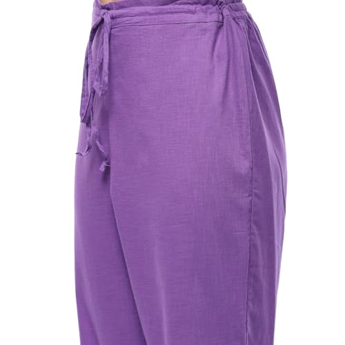 Image of BIBA Women's Purple Cotton Straight Suit Set