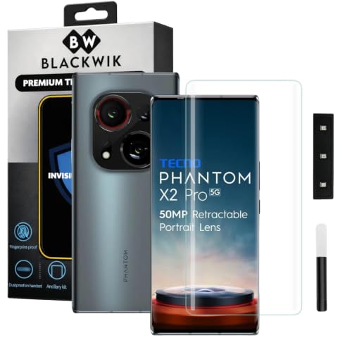 Image of Blackwik Premium Curved UV Tempered Glass For Tecno Phantom X2 Pro 5G Cellphone (Transparent, Pack Of 1) Advanced Border Less Full Screen Coverage UV Screen Protector Guard With Installation Kit