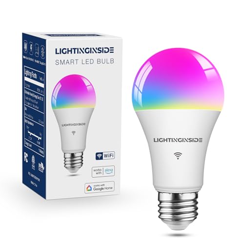 Lightinginside Smart Light Bulbs 100W Equiv., 1350LM 11W Smart Bulb Works with Alexa/Google Home/Smart Life, A19 E26 RGBCW Color Changing, No Hub Required, 2.4G WiFi Bluetooth Bulb, ETL Listed, 1PC