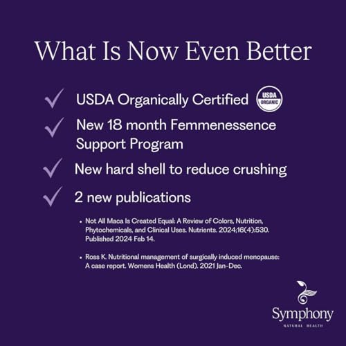 Foto de Femmenessence MacaPause - Clínicamente probado para posmenopausia, suplementos naturales de equilibrio hormonal para mujeres, salud ósea y cardíaca, alivio de síntomas, 120 cápsulas de raíz de maca (imagen 5)