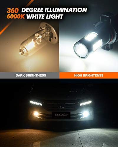 Sealight 5202 Led Fog Lights Bulbs, 6000K Xenon White, 27 Smd Chips Drl Bulbs, 5202 5201 Ps19W Ps24W Led Fog Light, Pack Of 2 #TOP1