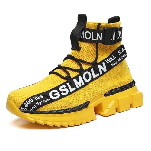 Image of Jakcuz Men's High Top Sneakers Plus Size Breathable Gym Athletic Running Walking Tennis Comfortable Fashion Platform Shoes