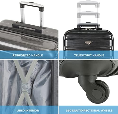 Flight Knight Lightweight 4 Wheel ABS Hard Case Suitcases Cabin & Hold Luggage Options Approved For Over 100 Airlines Including easyJet, British Airways, RyanAir, Virgin Atlantic, Emirates & Many More