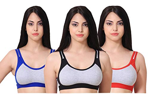 Image of new blue eyes Women Cotton Non-padded Sports Bra (Pack of 3)
