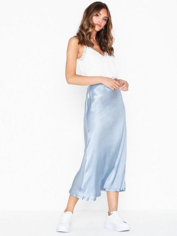 Image of Zeagoo Skirts for Women High Waist Skirt Elegant Midi Skirt Satin