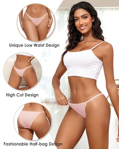 Image of LEVAO Cotton Underwear for Women-Plus Size String Bikini Panties-Low Waist Cheeky Underwear-High Cut Stretch Ladies Briefs