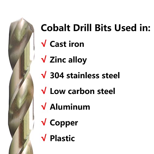 VALYRIANTOOL 5/32" Cobalt Drill Bits(20PCS), M35 HSSCO High Speed Steel Jobber Length Twist Drill Bit Set for Hardened Metal, Stainless Steel, Cast Iron, Plastic and Wood by VALYRIANTOOL - Used condition - Image 3
