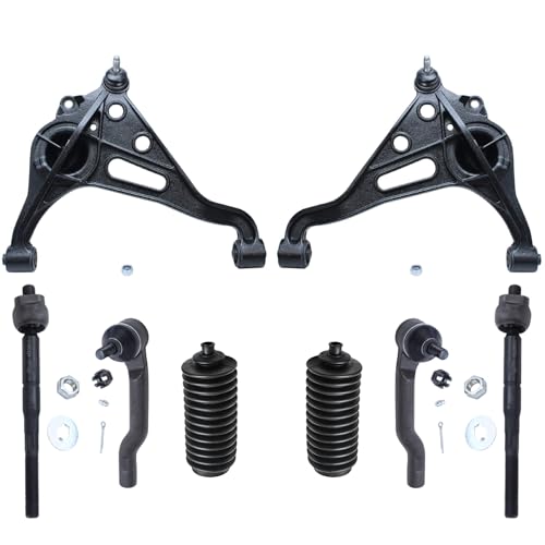 Image of Detroit Axle - 8pc Front Suspension Kit for 1999-2004 Chevrolet Tracker Suzuki Vitara, 2 Lower Control Arms with Ball Joint Assembly 4 Inner Outer Tie Rod Ends 2 Boots 2000 2001 2002 2003 Replacement
