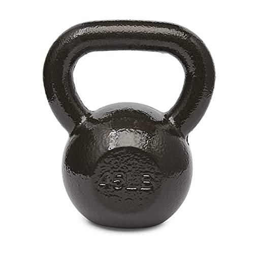 Amazon Basics Cast Iron Kettlebell for Strength Training, 45 Pounds, Black, Textured Wide Handle by Amazon Basics - Image 2