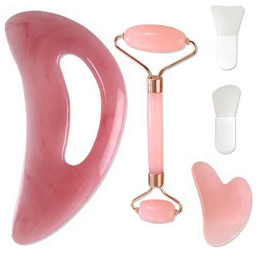 JSTHHTT Rullo di Giada e Strumento Gua Sha Rosa