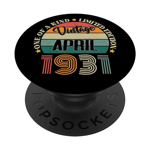 93 Años Vintage Abril 1931 93 Cumpleaños Retro PopSockets PopGrip Intercambiable