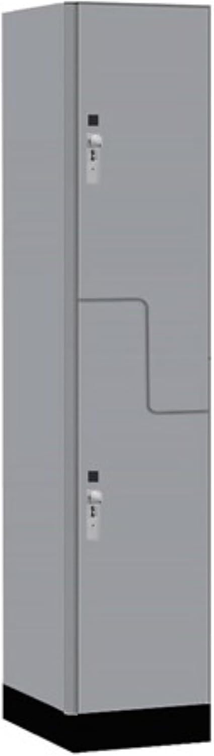 Salsbury Industries 15" Wide Premier Wood Locker-Double Tier 'S' Style-1 Wide-6 Feet High-21 Deep-Winter Fog-Silver Hasps