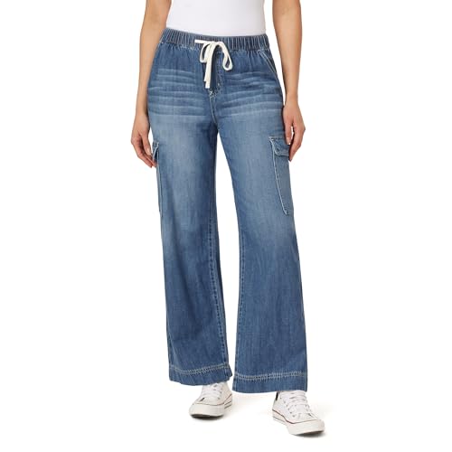 WallFlower Women's Tomboy Relaxed Cargo Denim Mid-Rise Insta