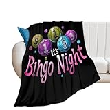 It's Bingo Night Funny Throw Blanket Soft Flannel Blanket Winter Gifts for Couch Sofa Bedroom Decor