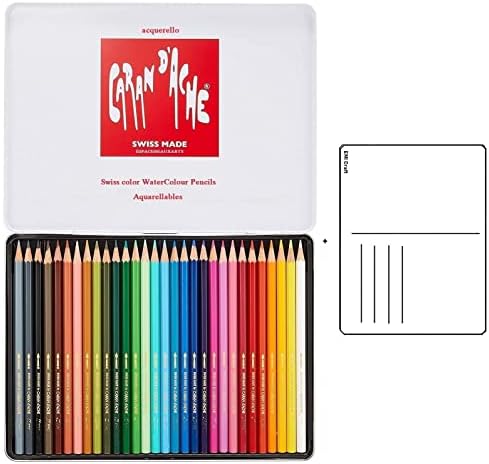 Caran D'ache Swisscolor WaterColour Pencils in Metal Box (Pack of 30) and 1 EMI Craft postcards