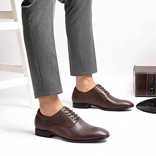 Dress Oxford for Men Lace Up Round Toe Genuine Leather Slip Resistant Rubber Sole Low Top Business(Brown,10 M US)4