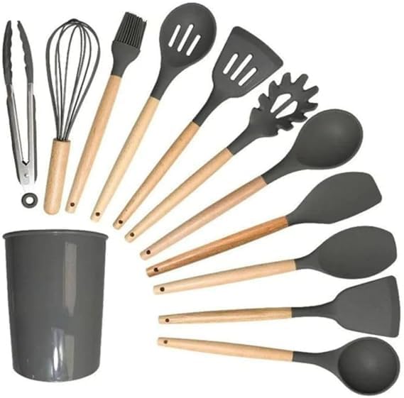 Conjunto de Utensílios de Cozinha em Silicone, 12 Peças, Cabo de ...