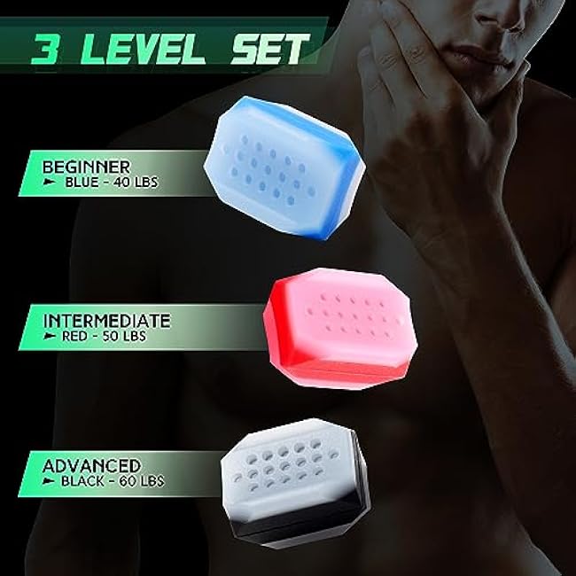 CJing Jawline Exerciser for Men & Women ¨C Silicone Jaw Exerciser Tablets ¨C Powerful Jaw Trainer for Beginner, Intermediate & Advanced Users