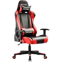 Gtracing PU Leather Office Gaming Chair with Footrest & Headrest (Red) only .99: eDeal Info