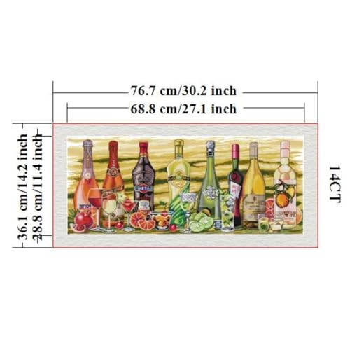 Image of ITSTITCH Stamped Cross Stitch Kits - Full Range of Embroidery Patterns for Beginners or Adults,14 CT 2 Strands DIY Counted Needlepoint Arts Craft-Wine 30.3x14 inch