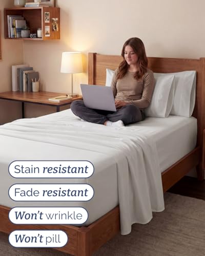 Image of Extra Deep Twin XL Sheet Set - 4 Piece College Dorm Bed Sheets Set with Extra Deep Pockets - Ultra-Soft, Comfy & Breathable Bedding for Women, Men, Kids & Teens - Wrinkle & Fade Free - Antique White