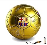 HURDCAT Balón de Entrenamiento de fútbol Barcelona, ​​edición Limitada, Talla 5, para Alumnos de Primaria y Secundaria (Partido de fútbol 11) (Color: Dorado)