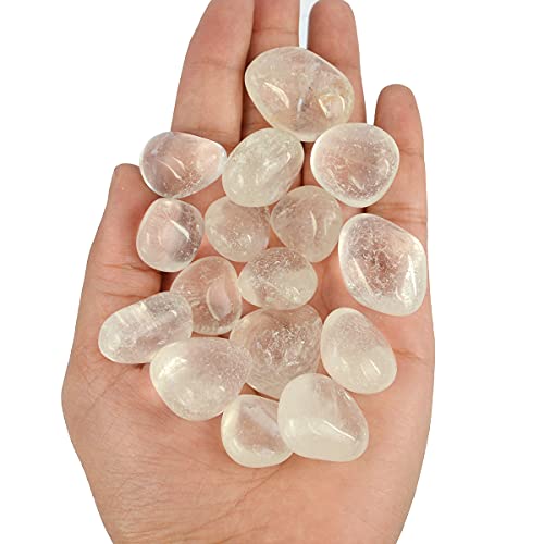 Image of Reiki Crystal Products Natural Clear Quartz Tumble Stone Raw Rough Stones for Reiki Healing and Crystal Healing Tumbled Stone (Color : Clear)