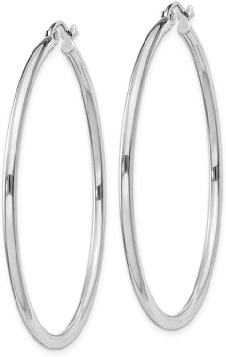Extra Large Hoop Earrings in Sterling Silver (2.0mm thick, 47mm hieght) - Image 3