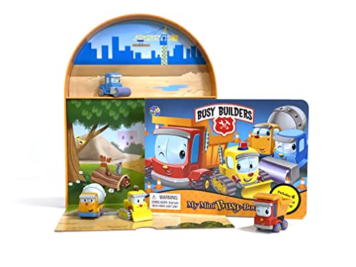 Phidal Busy Builders My Mini Busy Books - Activity Books for kids, 10-page storybook, 4 figurines, a foldable play mat