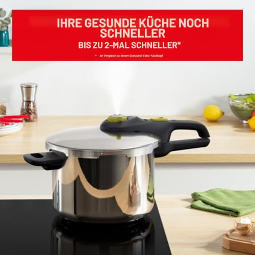 Foto von Tefal P25344 Secure 5 Neo Schnellkochtopf 22 cm, 8 L, inklusive Korbeinsatz, Edelstahl