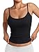 Trendy Queen Double Lined Adjustable Spaghetti Strap Tank Top for Women Cute Summer Basic Crop Top for Teen Workout Going Out Black S