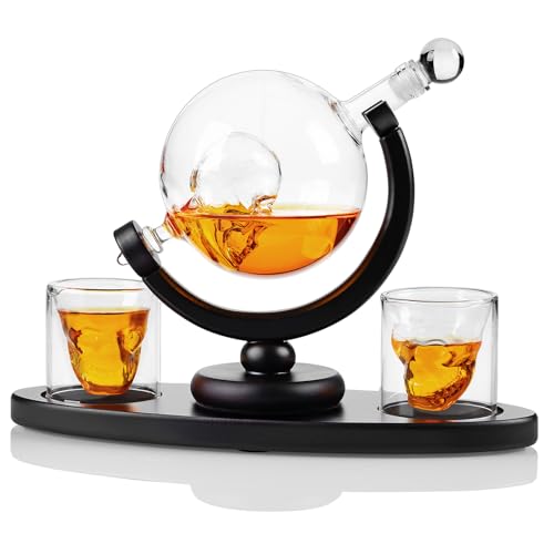 FrutPunch Whiskey Decanter Set, Decanter Set for Men with Two Cups, Suitable for Spirits, Bourbon, Cocktails, Vodka, Scotch Whiskey, 28OZ, Cup is 2.7OZ