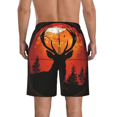 Deer Silhouette Sniper Scope Black Orange Men's Quick Dry Swim Trunks Surfing Beach Mesh Board Shorts3