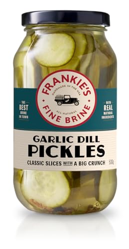 Frankie's Fine Brine Garlic Dill Pickles - Premium Assorted Pickles. 500g Jar.