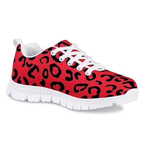 AmzPrint Black and White Kids Leopard Print Shoes Fashion Mesh Air Cushion Flat Walking Running Sneakers for Little Girls3