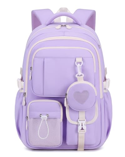 Tanou Sac a Dos Ecole Fille, Respirant et Confortable Cartable Fille Primaire et College, Sac à Dos Scolaire à la Mode pour Adolescentes en Tissu Oxford,...