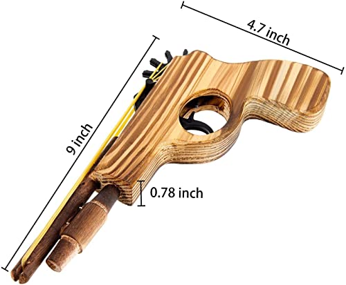 Wooden Rubber Band Gun Kids Toy With 100 Rubber Bands 9" Length #TOP2