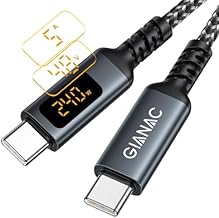 GIANAC 240W USB C to USB C Cable with LED Display [3M] Fast Charging Cable PD 48V/5A Type C Braided Nylon for iPad Air/Pro, MacBook Air/Pro, Galaxy, Google Pixel, Huawei, iPhone 15 etc