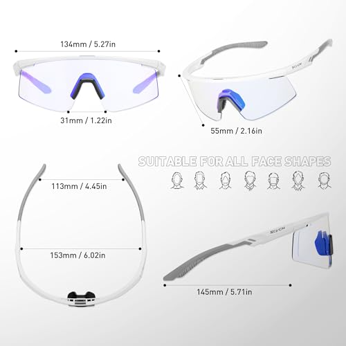 SCVCN Photochromic Cycling Glasses, UV400 Protection, TR90 Frame, Men Women Clear Sports Sunglasses for Cycling, Running, Baseball, mtb, Driving, mountain bike and other outdoor sports 005 — view 6