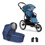 X-lander Kombikinderwagen zum Joggen 2 in 1 X-RUN Buggy mit Babywanne Kinderwagen Joggen Kompletset Buggy Gelände Sportbuggy Laufkinderwagen Jogging-Buggy Profi (Petrol night)