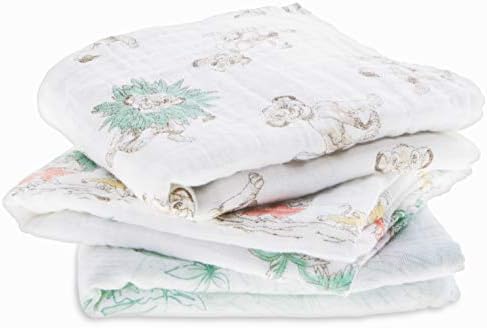 aden + anais Musy Squares - Jungle Jam, Pack of 3 | Large 100% Cotton Muslin Cloth | Soft & Lightweight Unisex Baby Essentials | Cloths for Newborn Girls & Boys | Ideal Baby Shower Gifts