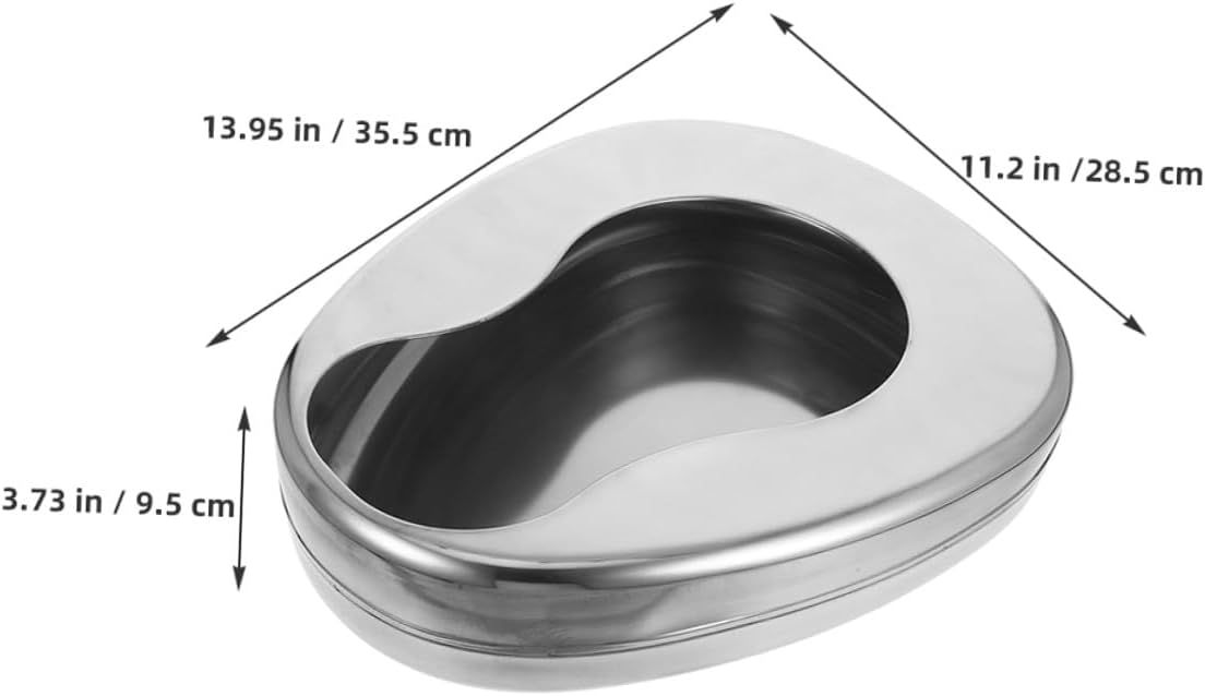 2pcs Stainless Steel Bedpan Set for Bedridden Elderly Men and Women, Portable Spill-Resistant Bed Pan for Home and Hospital Patient Care