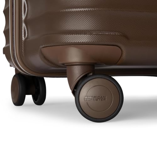 Image of American Tourister Travix | Check-in Trolley Bag (77 cm) | 360 8 Wheel Travel Luggage | Hard Case Polycarbonate Suitcase | Recessed Combination Lock | Coffee