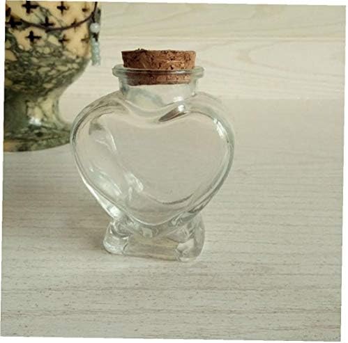 MICHAELA BLAKE Mini Heart Shape Glass Bottle Mini Heart Glass Jars Bottles Clear Storage Jars Bottle Containers Vials Wish Bottle with Cork