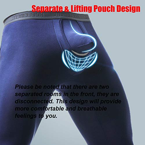 Ouruikia Men's Thermal Underwear Pants Modal Long Johns Tagless Lightweight Thermal Bottoms Separate Pouch (Grey, Large)