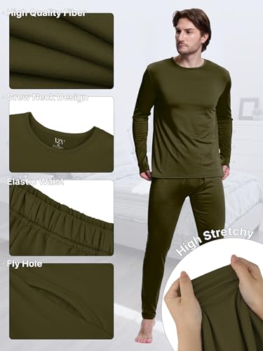 VZV 4 Set Thermal Underwear for Men Fleece Lined Long Johns for Men Thermal Top and Bottom Set Long Underwear for Winter3
