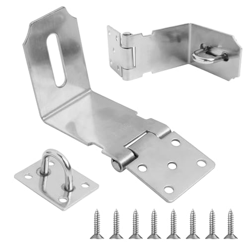 Aldaba para Candados para Puerta Portacandados de Acero Inoxidable de 5 Pulgadas, Aldaba para Puertas y Armarios con Tornillos, Resistente a la Corrosión y al Óxido, Ideal para Seguridad en el Hogar